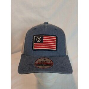 NWT Imperial Mid-Crown Trucker Hat Blue American Flag Patch Snapback Cap Mesh